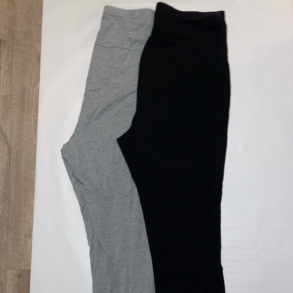 Set of 2 plus size maternity black/grey leggings
